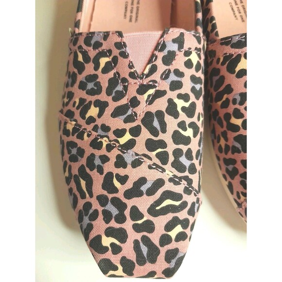 TOMS Alpargata Size 6.5 Pink Leopard Print Ortholite Comfort Slip-on Flat EUC - Picture 16 of 16